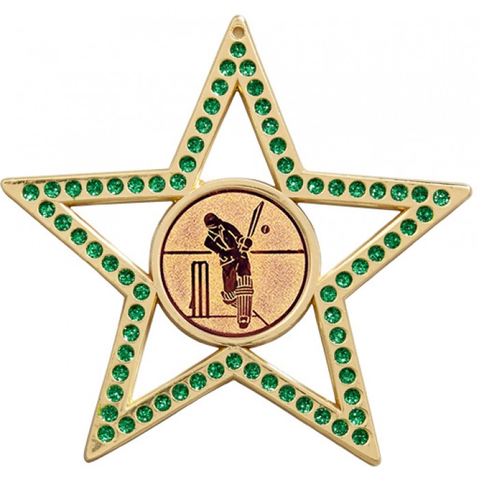 75MM GREEN STAR CRICKET MEDAL- GOLD, SILVER, BRONZE